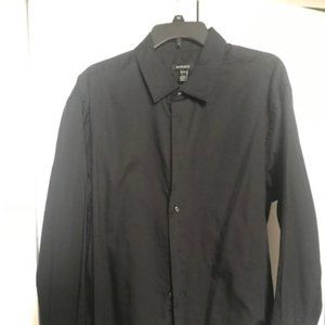 Van Huesen Men's button casual shirt black ribbed pin stripe